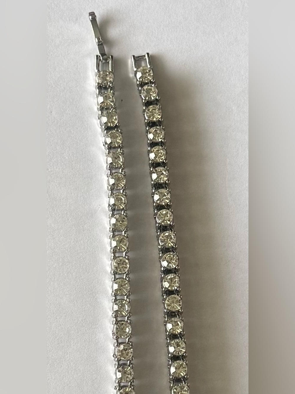 Classic Silvertone Single-Row 22 inch Tennis Necklace Clear Sparkling Stones